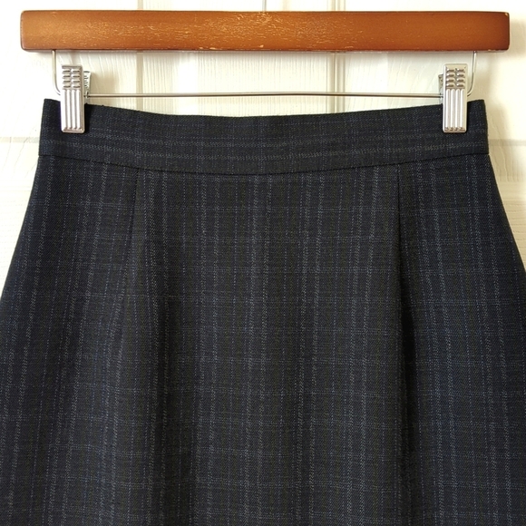 Diane K. 80's Vintage Preppy Plaid High Waisted A-Line Mini Skirt Navy Green 5 - Picture 2 of 14